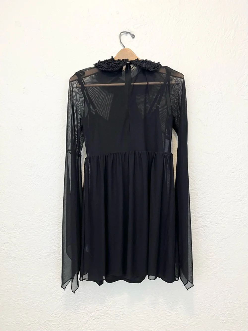 Killstar Dress Babydoll Mesh Bell Sleeve Ruffle Collar Goth Witchy Medium M - Picture 10 of 13